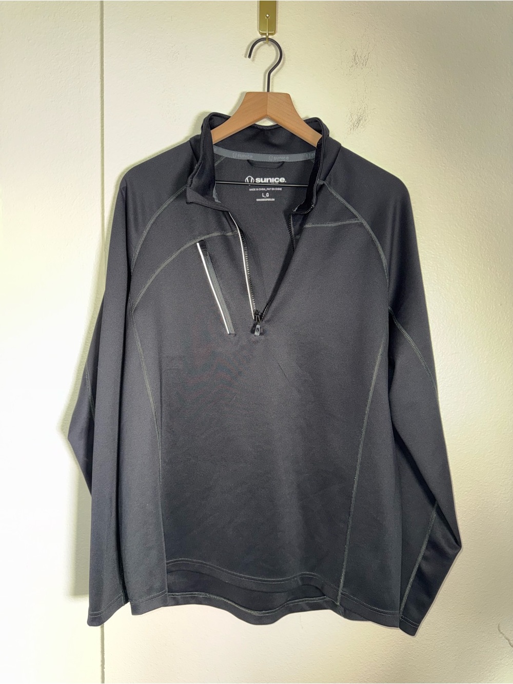SUNICE Quarter Zip Pullover Black Athletic Shell Golf Outdoor Jacket L